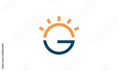 a graphic image with the theme of the letter G sun, on a white background. vector graphic base.