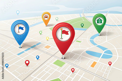 Wallpaper Mural Realistic Location map pin gps pointer markers vector illustration for destination. 3D Style. Torontodigital.ca