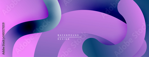 Abstract fluid shapes, purple hues dominate. Gradient transitions create depth, modern design element. Smooth curves suggest movement.