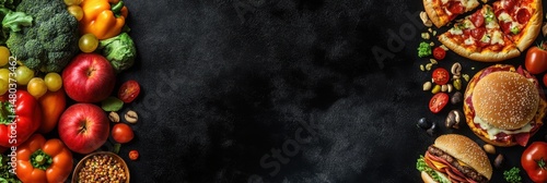 Wallpaper Mural Delicious Food Variety: Healthy and Unhealthy Options Torontodigital.ca