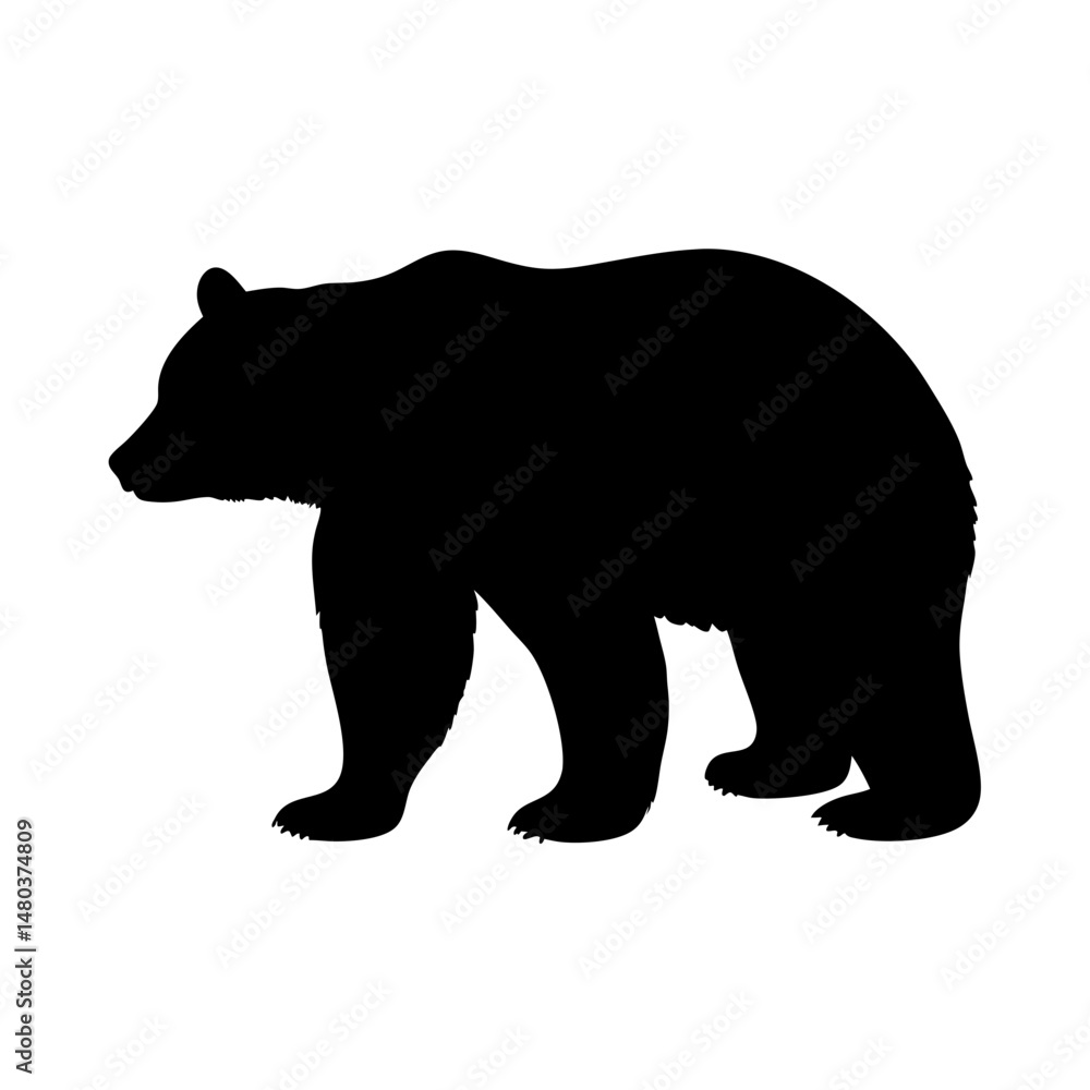 Fototapeta premium Black bear silhouette vector illustration wildlife animal mammal forest nature grizzly bear graphic design