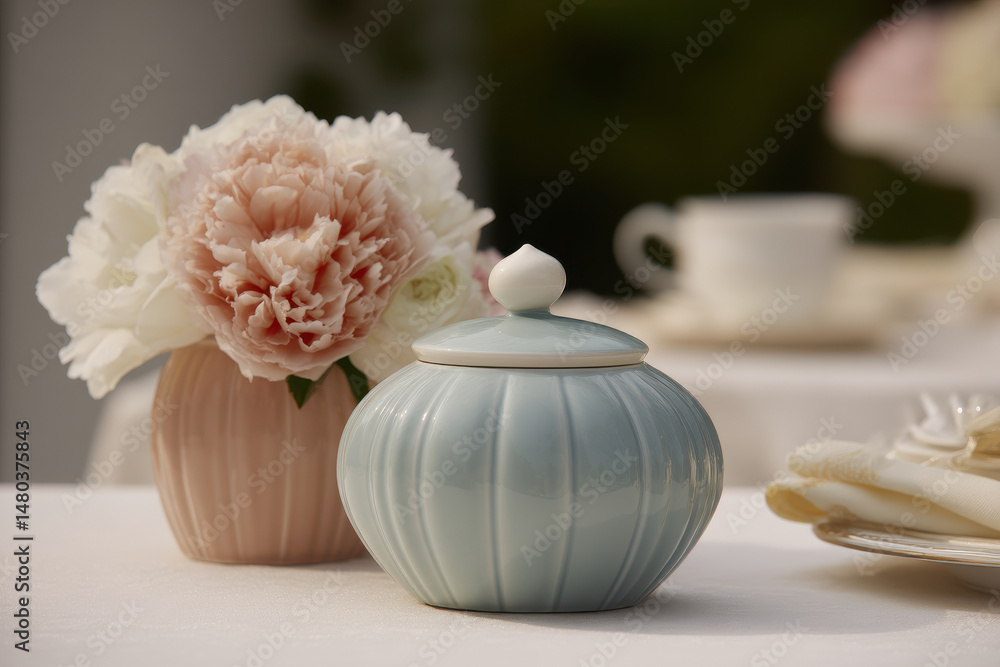 thematic party setting featuring single elegant object in soft pastel tones thematic party setting featuring single elegant object in soft pastel tones