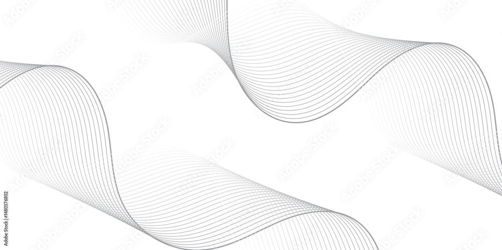 Fototapeta premium Abstract vector illustration featuring smooth wave lines on a transparent background. Suitable for technology, digital data, network communication, and modern design themes. Ideal for use in web inter