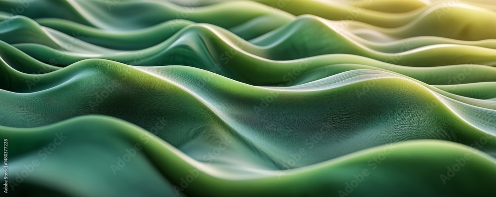 Obraz premium An abstract wave-like texture with soft curves and gradients of green