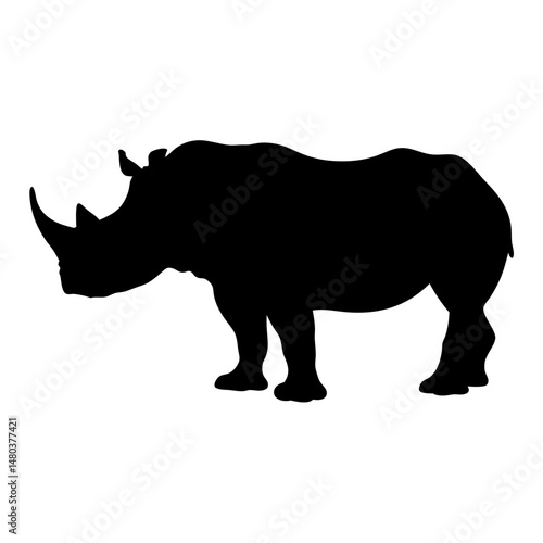 Rhinoceros silhouette vector illustration african wildlife rhino mammal animal nature safari africa horn