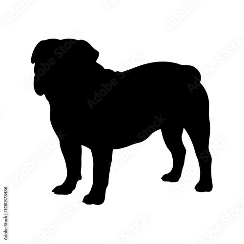 Black bulldog silhouette vector art illustration of english bulldog pet dog animal design graphic image