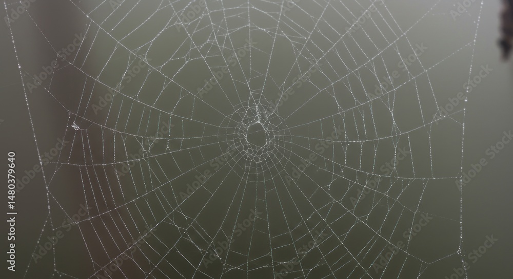 Fototapeta premium Spiderweb, morning dew, photo