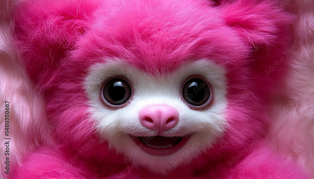 Pink fluffy creature with big eyes Pink fluffy creature with big eyes