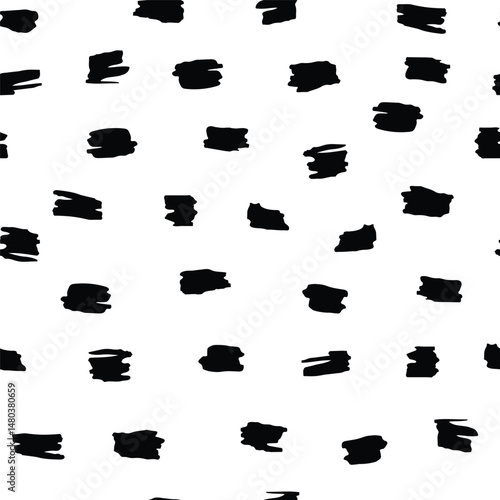 Abstract seamless pattern with different shapes and textured on a white background.