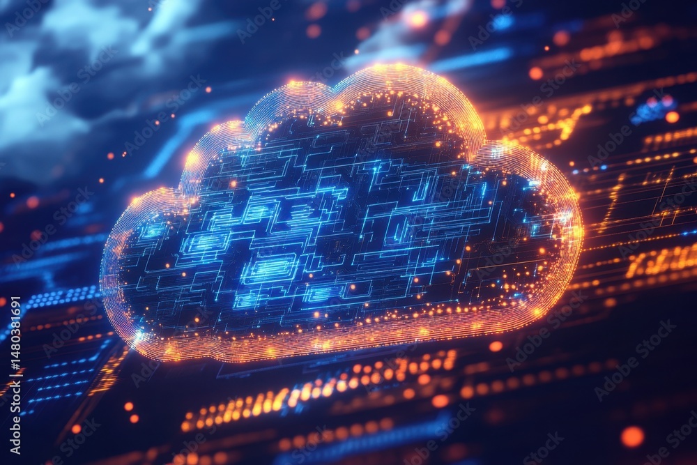Digital Cloud Technology - Futuristic Circuit Design Digital Cloud Technology - Futuristic Circuit Design