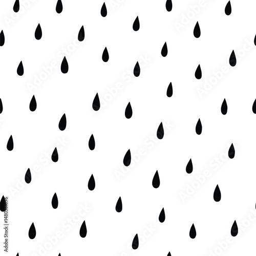 Black and white Hand drawn Seamless Pattern Of raindrops