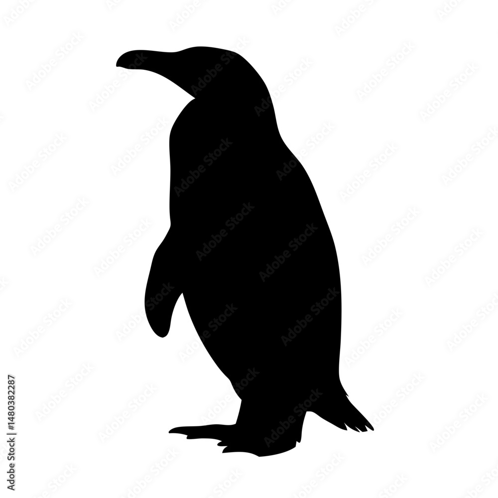 Naklejka premium Penguin silhouette vector illustration antarctic bird wildlife animal black and white drawing design art