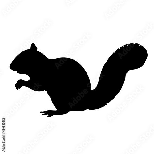 Silhouette of a squirrel animal rodent wildlife nature mammal tree forest cute tail vector art