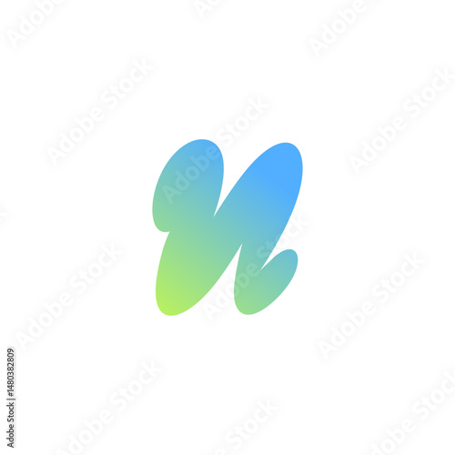 Letter N brush logo dynamic icon, nature soft color combination