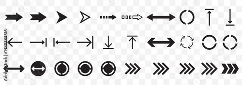 Arrow set. Arrow icon collection. Set different arrows or web design. Arrow vector icon. Arrows vector illustration collection on Transparent Background. EPS 10.