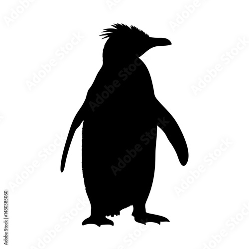 Illustration of a rockhopper penguin silhouette vector graphic design element animal wildlife bird antarctic