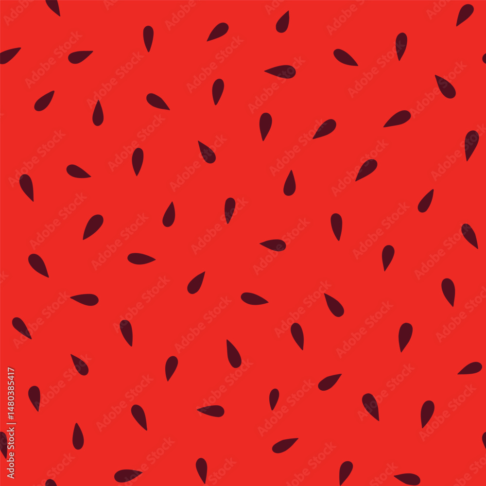 Watermelon. Seamless pattern with black seeds on red background. Watermelon. Seamless pattern with black seeds on red background.