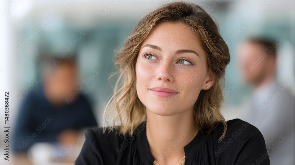 custom made wallpaper toronto digitalWoman Looking Upward During Meeting, Contemplative Expression