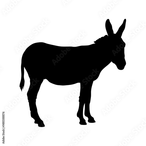 Black donkey silhouette vector illustration farm animal mule equine burro clip art image design graphic