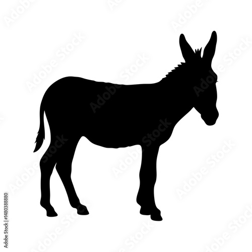 Black donkey silhouette vector art equine illustration farm animal livestock mammal mule burro image graphic design