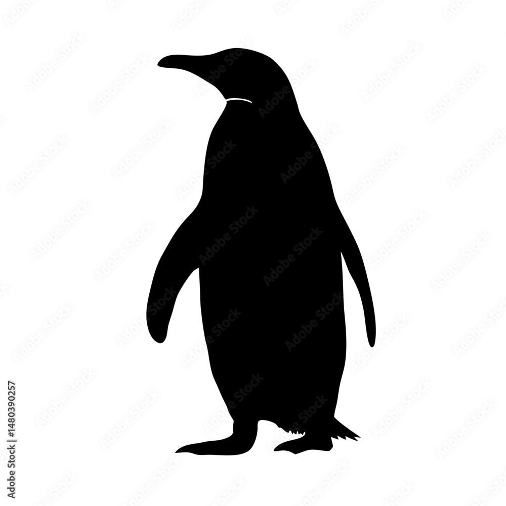 Fototapeta premium Penguin silhouette antarctic bird wildlife animal black and white vector illustration image art