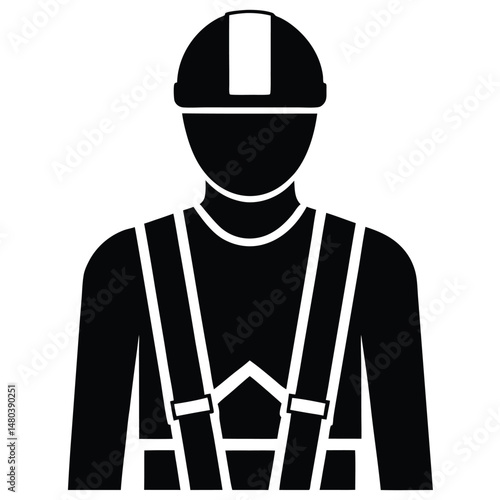 Construction worker element isolated safety harness belt on white background