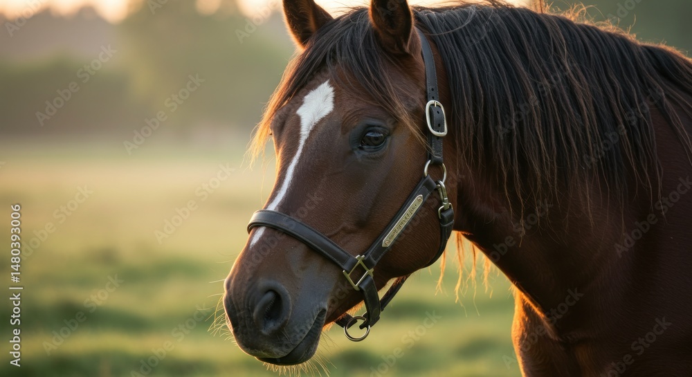 Obraz premium Horse portrait in sunlight, Photo