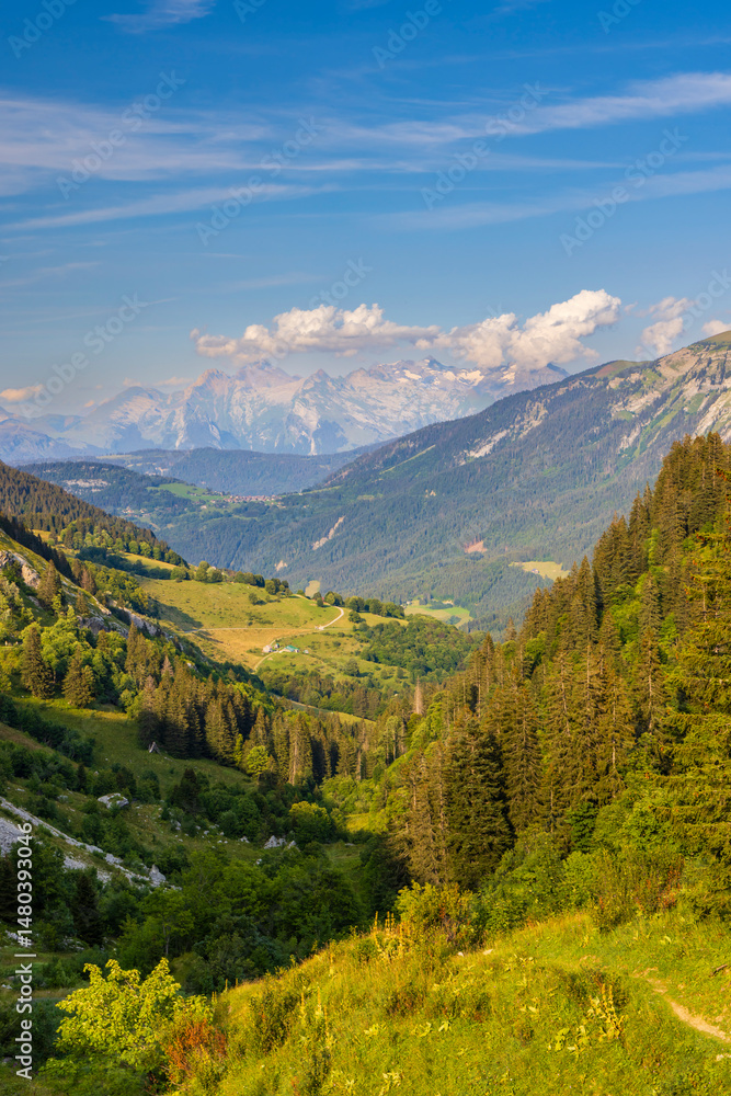 Breathtaking view of the French Alps from Route de la Colombiere in Le Reposoir, Haute Savoie Breathtaking view of the French Alps from Route de la Colombiere in Le Reposoir, Haute Savoie