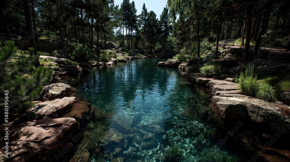 Fototapeta premium Scenic forest lake landscape