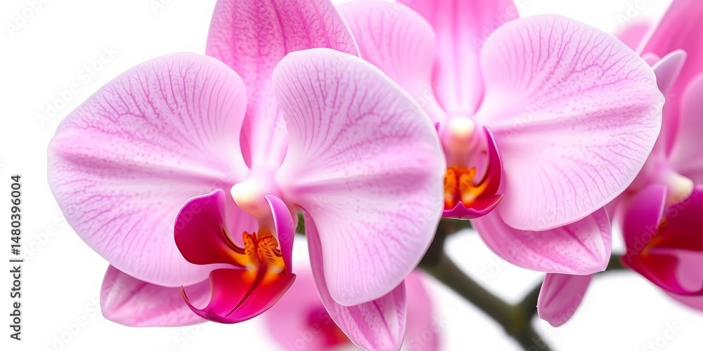 Pink orchid blossom close-up, isolated on white, nature, blossom Pink orchid blossom close-up, isolated on white, nature, blossom