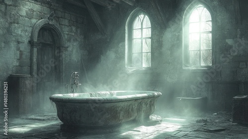 Ancient, abandoned bathroom