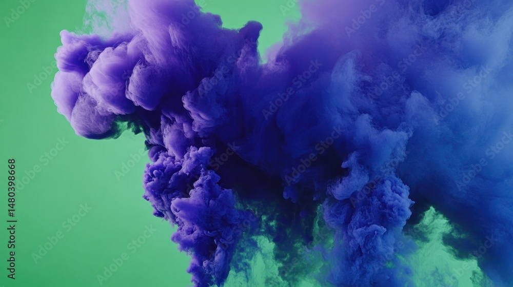 Fototapeta premium Ethereal purple smoke billowing against a vibrant chartreuse backdrop