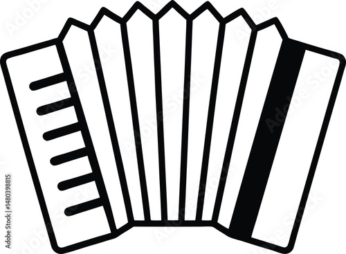 accordion sign in a stylized monochrome.