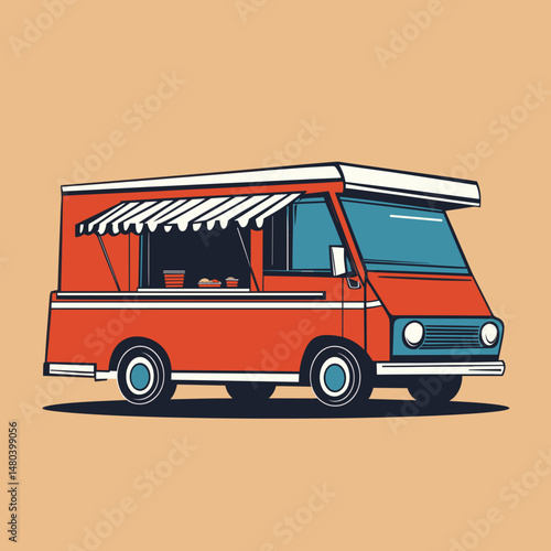 Vintage food truck illustration