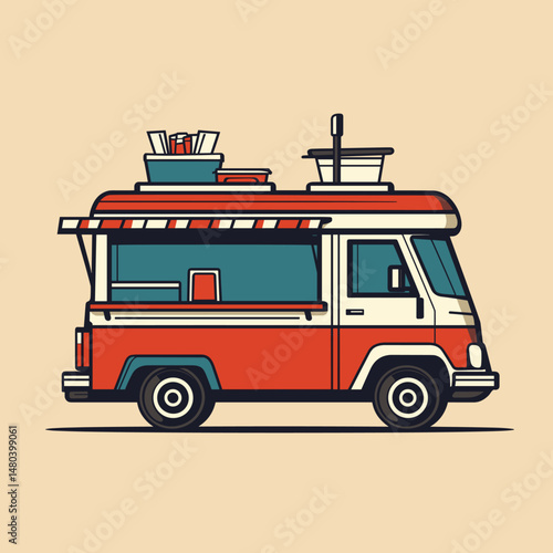 Vintage food truck illustration