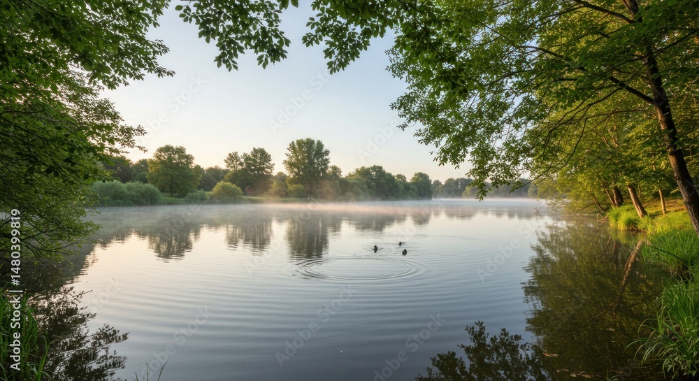 Fototapeta premium Morning lake view, photo