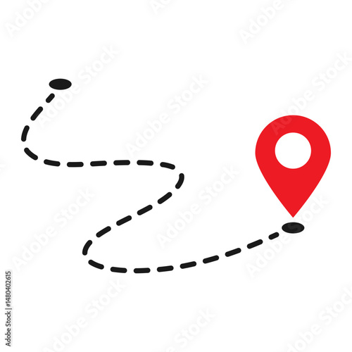 Minimalist roadmap with start point and destination marker