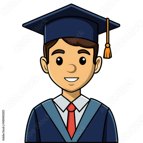 Student graduated from university on white background