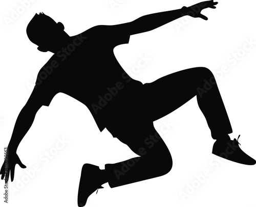 Twirling Man Silhouette - Minimalist Black Performance Art