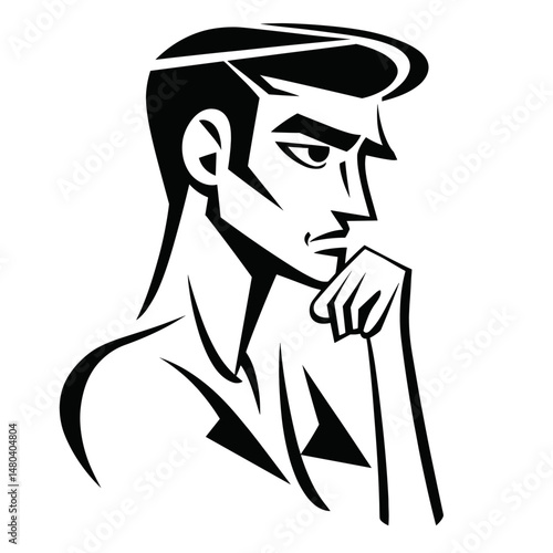 thinking Man in Minimalist Style