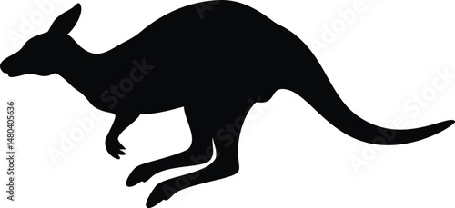 Kangaroo Silhouette - Minimalist Black Marsupial