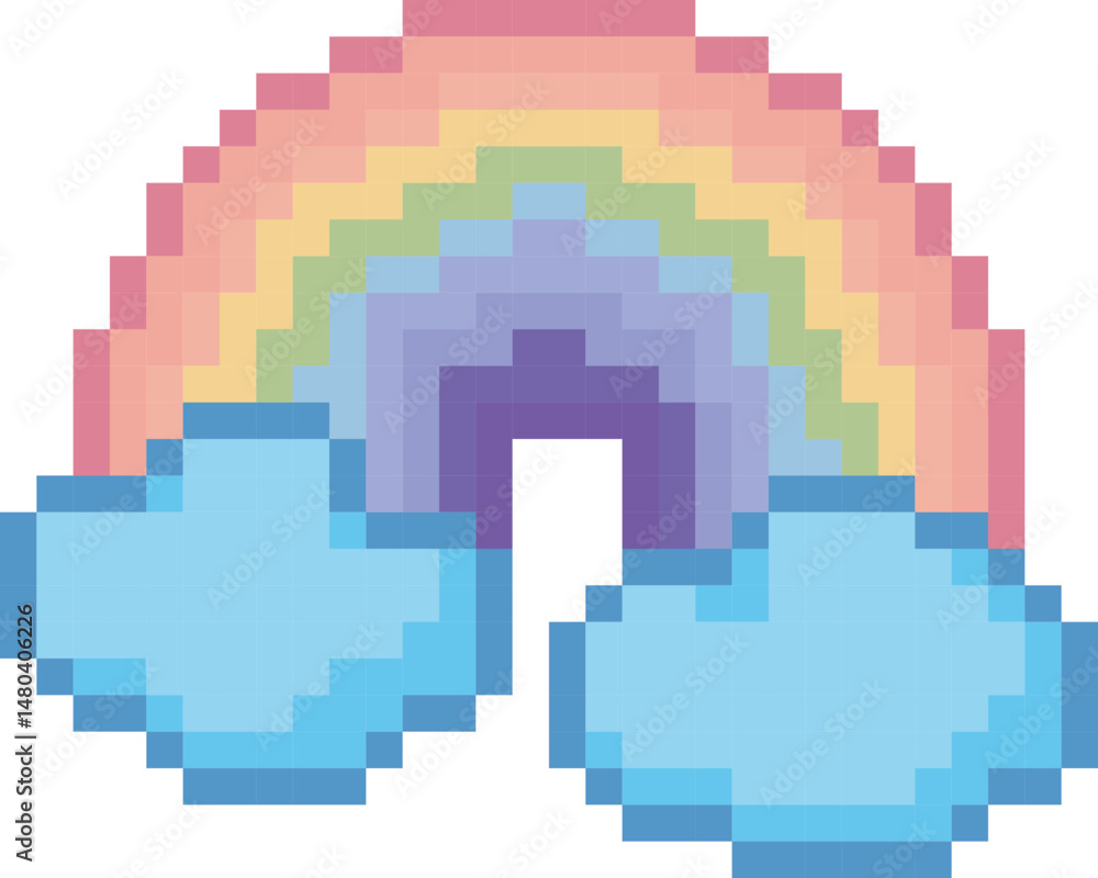 Fototapeta premium Pixel Rainbow and Clouds