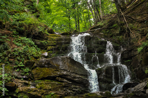 Water jets on rocks, Kamianetskyi Waterfall, Synevyr, Transcarpathia, Ukraine