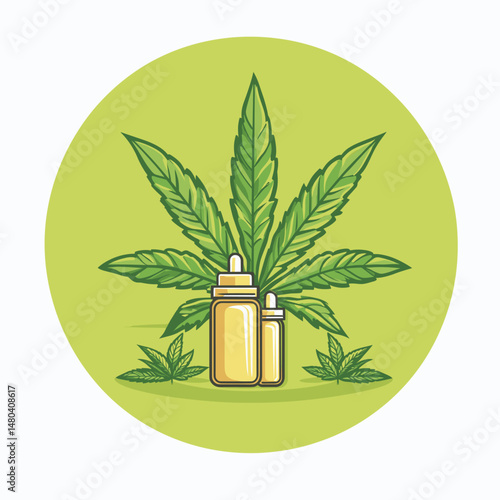 Vibrant Cannabis Oil Dropper with Green Background