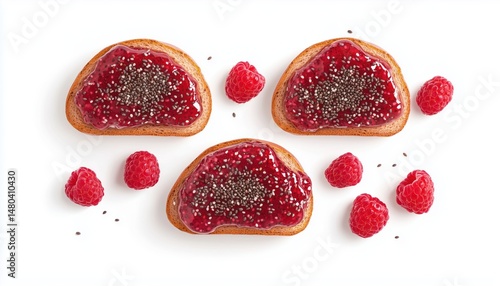 Wallpaper Mural Delicious Homemade Raspberry Jam With Chia Seeds On White Bread: A Nutritious Breakfast Option Packed With Superfoods And Healthy Ingredients. Torontodigital.ca