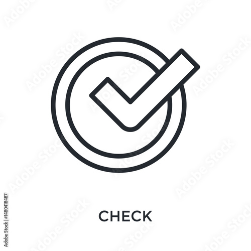 Check Icon Outline Style. Vector Illustration For Graphic Design