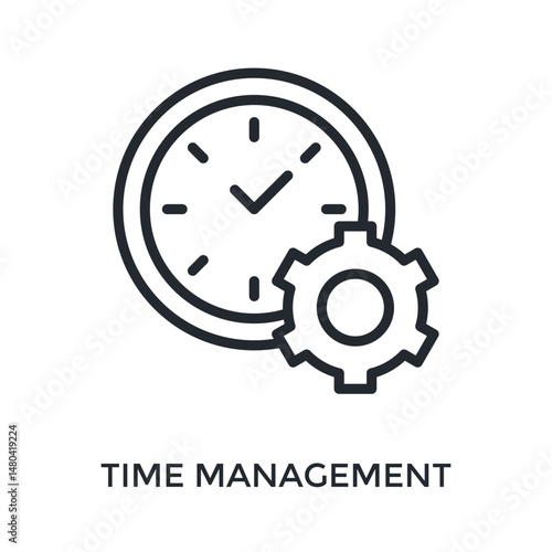 Time Management Icon Outline Style. Vector Illustration For Graphic Design
