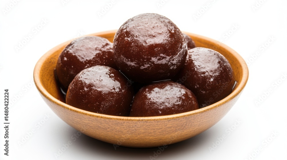custom made wallpaper toronto digitalClose up of Gulab Jamun in Wooden Bowl Traditional Indian Dessert Sweet Food Still Life on White Background