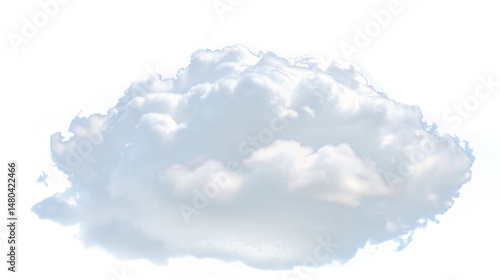 Isolated fluffy cloud formation with soft edges against a plain white background in a studio shot