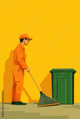Vibrant Image of a Street Cleaner